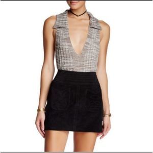 Free People L Dots and Dashes Collared Tank Top